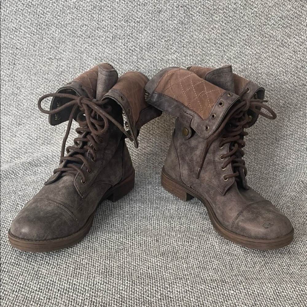 Dollhouse Charcoal Lace-Up Moto Boots - Picture 14 of 16